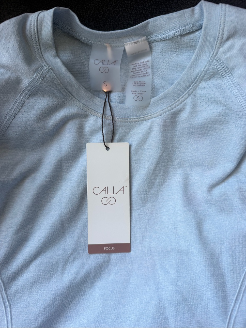 CALIA Women's Seamless Fouce Long Sleeve Tee Pale Blue Small NWT
